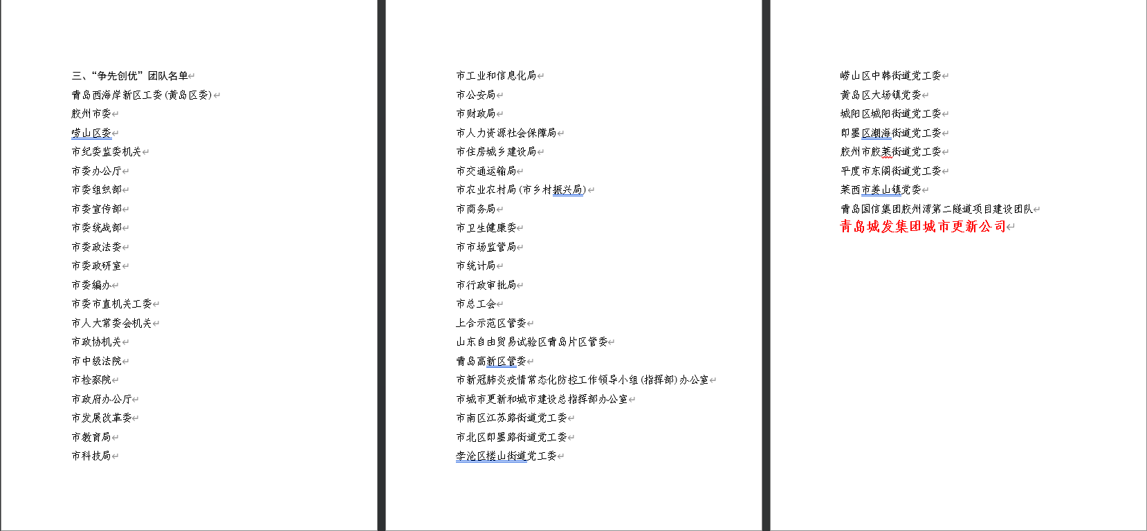 青島城發(fā)城市更新有限公司榮獲“爭先創(chuàng)優(yōu)”團(tuán)隊(duì)榮譽(yù)稱號